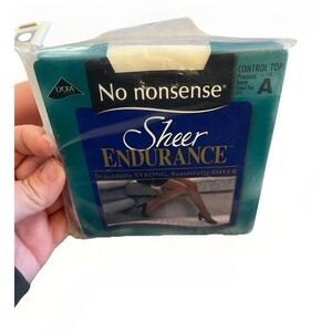 NEW No Nonsense Sheer Endurance Control Top‎ Pantyhose Ivory Sheer Toe Sz A SF3